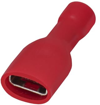 Heschen Schnellkupplungsbuchse Vinyl vollisoliert, FDFD1.25-250, 6,3 x 0,8 mm Kabelschuh, für 0,5-1,5 mm² (22-16 AWG), Rot, 100 Stück