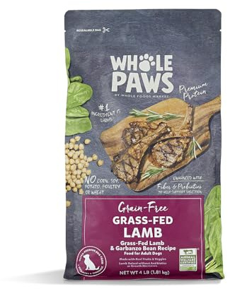 Whole Paws by Whole Foods Market, Grain-Free Adult Dog Food, Grass-Fed Lamb & Garbanzo Bean Recipe, 4 Pound