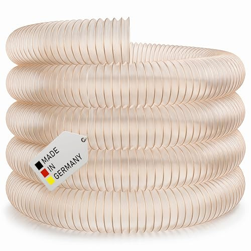 AWM sugslang Ø 50 mm transparent 0,4 mm dammsugningssystem spiralslang svårantändlig flexslang (4 meter)