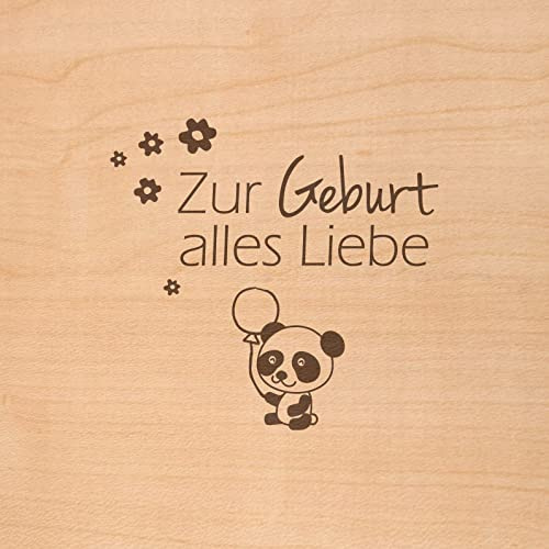 Holzgrusskarten Original Geburt Alles Liebe, aus Kirschholz gefertigte Grußkarte,Glückwunschkarte,Klappkarte,Postkarte