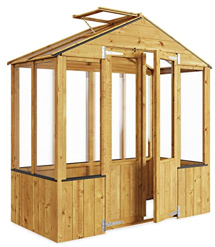 BillyOh 3x6 Wooden Frame Greenhouse with Opening Roof Vent | Polycarbonate Glazing | Garden Storage Mini Wooden Lincoln Green House (3x6)