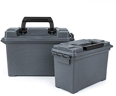 GUGULUZA Scatola per Munizioni Cassetta in Plastica con Guarnizioni, Confezione Combo 2, Grigio