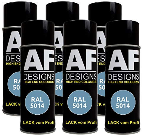 6 X RAL vernice spray per auto, vernice colorata RAL 5014, blu tortora opaco.