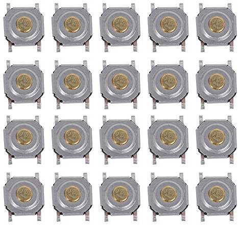 Interruptor de botón táctil de 200 paquetes, Cabezal de latón con botón momentáneo SMD a prueba de agua, Rango de voltaje 0-440V, 4 mm x 4 mm x 1.5 mm, Pie de 4 pines