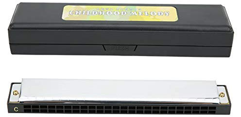 RiToEasysports Professional Mouthorgan Harmonica, Mouth Organ C Key 24‑Hole Diatonic Harp Stainless Steel Cover Not Easy To Oxidize And Rust(black) Wind Instrument Musical Instrument