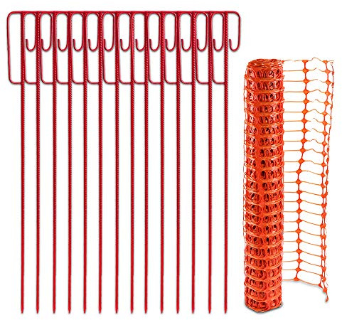 Fangzaun Set Orange 50m 4 kg +14 Absperrleinenhalter Absperrzaun mehr Stabilität