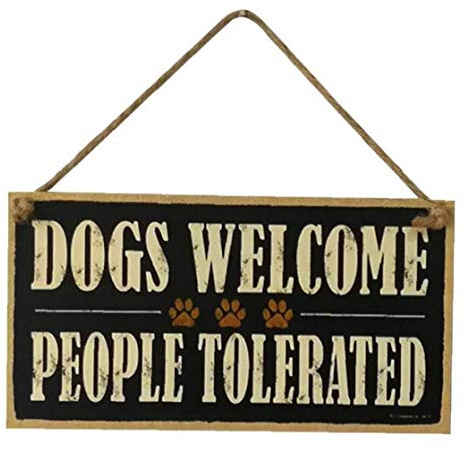 Ruluti Dogs Welcome People Tolerated Wood Sign, Farm Decorative Plaque Hanging Board, for Wall and Door