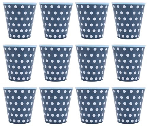 Melamine Cup, Blue‑Dots Pattern Drinkware Kit Tea Mug 12Pcs for Home for Party