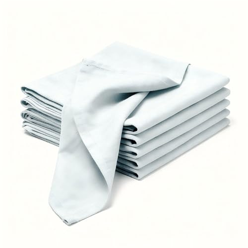 Linendo 100% Pure Linen Napkins 18 x 18 Inch Baby Blue - Set of 6 Pack Oversized Dinner Table Cloth Napkin, Washable for Home,Kitchen and Everyday Use