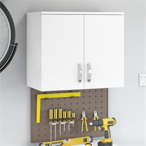 Bush Business Furniture Universal Storage Laundry Room Wall Cabinet with Doors and Shelves, White