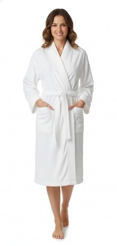 100% Cotton Terry Cloth Bathrobe Unisex | Men Women 48 x 63 Bath Robe Plush | Kimono | Spa, Sauna, Shower