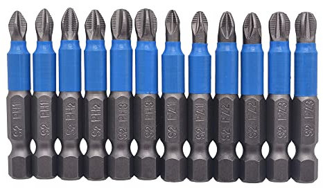 Fongmore 12 punte magnetiche per cacciavite in acciaio S2 50 mm in acciaio antiscivolo PH1 PH2 PH3 PZ1 PZ2 PZ3 1/4 trapano esagonale a testa esagonale
