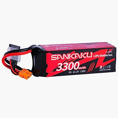 SANKAKU 130C 3300mAh RC Lipo Akku 6S 22,2V Stecker XT60 für RC Flugzeug Quadrocopter Hubschrauber Drohne FPV Hobby