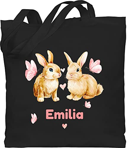 Geschenk mit Namen personalisiert by Shirtracer - Baumwolltasche - Hase - Süße Hasen Mädchen Osterhasen Geschenk I