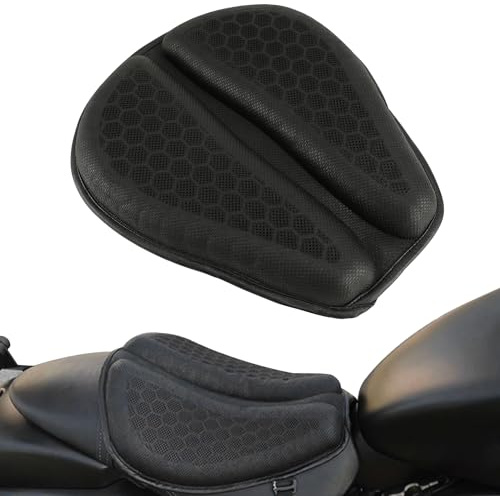 SUNPIE Coussin de siège de moto en gel pliable avec coussinets de soulagement de la pression pour moto, respirant et absorbant les chocs, grand coussin de siège léger pour les longs trajets (taille L)