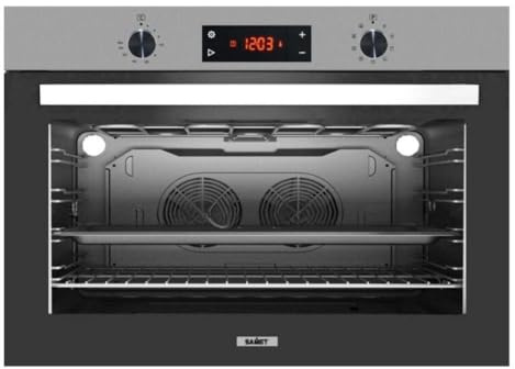 Samet, Forno da Incasso Ventilato 90 cm Apollo Inox, Maxi Forno Multifunzione 100 Litri Classe A, con Doppia Ventola, Doppia Lampada e Timer Digitale, 89,5x57x59,5 cm