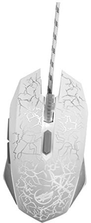 Mikikit Souris de Jeu USB Filaire 6 Boutons Abs Blanche 4 Niveaux Dpi | Éclairage 7 Couleurs, Contrôle Optique Précis, Compatible Ordinateur Portable et PC Couleur Aléatoire