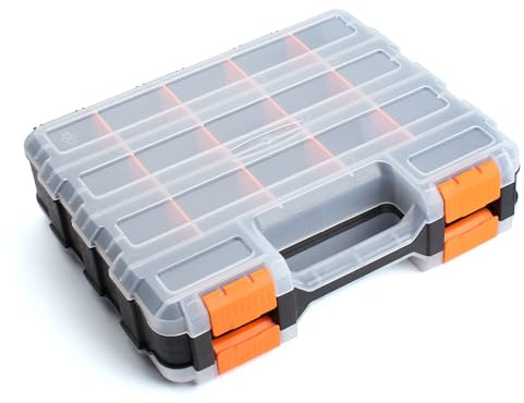Plastic Tool Box,NOEAIKE Double Side Tool Organizer Small Parts Tool Box Hardware Organizer with Removable Plastic Dividers for Bead/Screws/Nuts/Nails/Bolts/Bins/Crafts