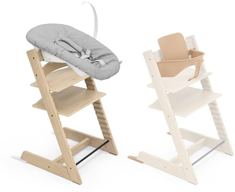 Sedia Stokke Tripp Trapp con Newborn Set e Baby Set, Rovere Naturale - Design sicuro, regolabile ed ergonomico