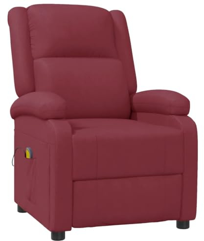 vidaXL Massagesessel, Sessel Verstellbare Rückenlehne Fußteil, Fernsehsessel Relaxsessel mit Liegefunktion, Liegesessel Polstersessel Ruhesessel, Weinrot Kunstleder