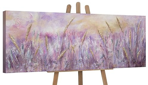 YS-Art Handgemaltes Gemälde Morgentau | Acrylbilder auf Leinwand Wohnzimmer | Gemälde Modern | Wand Gemälde | Kunstbilder | Wandbild XXL | Acrylbild groß Abstrakte Ölbilder mit Rahmen