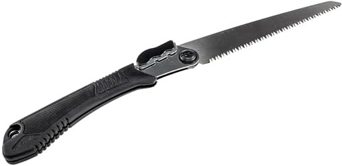 ChiliTec Sega pieghevole da 43 cm, chiusura di sicurezza, 21 cm, lama da 24 cm, manico gommato, dentatura grossa, legna da ardere per campeggio all'aperto