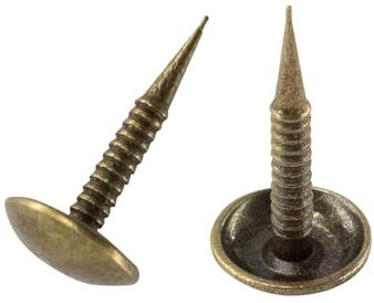 AUXBC 100 PCS Mini Upholstery Nails, 1/2 Decorative Furniture Tacks, Round Head Furniture Thumb Pushpins DIY Tacks with Threaded Leg for Sofa Bed Message Board Photo Walls, Bronze