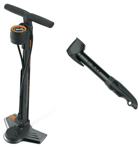 SKS Metaplast Unisex – Erwachsene Airmotion 12.0 Standpumpe, Schwarz, One Size & INJEX T-Zoom Black Minipumpe