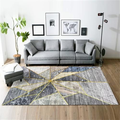 Kunsen 50X80CM Teppich Badezimmer Moderne geometrische Kreativität Einfacher niedriger Samtteppich ist leicht zu Sorgen, um den Umweltschutz zu kümmern Flokati Teppich grau Großer Teppich Teppich Es