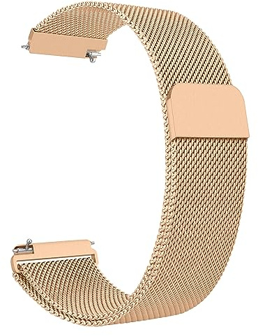 Mugust Correa de Acero Inoxidable con Imán Magnético, Liberación Rápida para Relojes de 18mm, Pulseras de Repuesto para Hombre y Mujer (Oro Rosa)