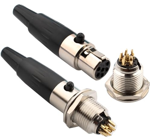 RUNCCI-YUN 2Set Mini 6-polige XLR-Anschlüsse Stecker und-Buchsen,Mikrofonkabelstecker,Mikrofon-Audiobuchse Lötanschluss XLR Einbaubuchse Buchse
