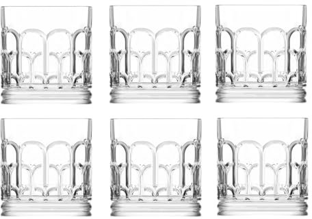 Glasshop Whisky Tumblers – Set of 6, 370ml Premium Glasses with Elegant Geometric Design – Dishwasher Safe