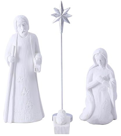 Juego de figuras de Navidad de resina, juego de belén de Navidad, adornos de Navidad de resina, adornos de Navidad para sala de estar, dormitorio, baño, estantería