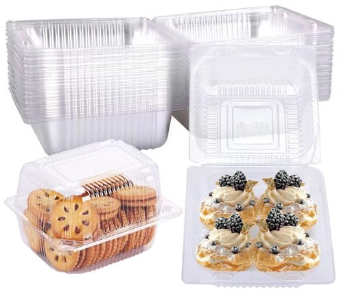 YqsIbth Clear Cake Slice Box Set - 80PCS Individual Containers for Portions, Muffins, Salad and Cheese