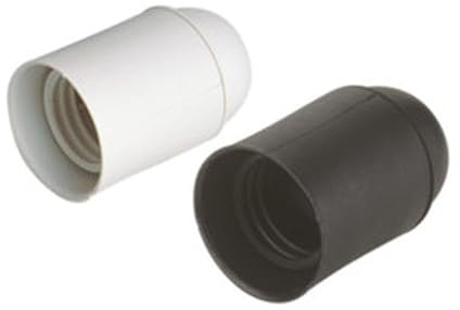 Douille E-27 noire sous blister, idéale pour l'éclairage domestique et commercial, installation facile et compatibilité avec diverses ampoules.