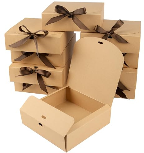 GXFCING 10 Pack Gift Boxes with Lids 16x16x5cm Kraft Cardboard Gift Box Bridesmaid Proposal Box for Wedding Birthday Christmas Party Present