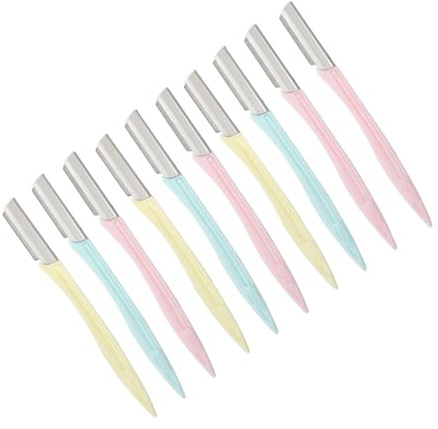 Afeitadora de Cejas Portátil Juego de 10 Piezas Acero Inoxidable Abs | Cubierta Protectora, Diseño Ergonómico, Uso Doméstico y Viaje, Manejo Fácil y Retirada Segura Color Aleatorio