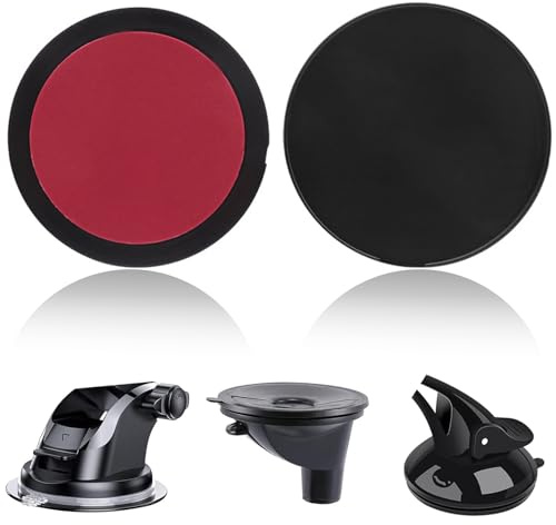 Lot de 2 plaques de fixation adhésives pour tableau de bord - 80 mm - Plaque de montage pour ventouse - Coussinets circulaires double face pour pare-brise - 3 m pour support de voiture - Dashcam GPS