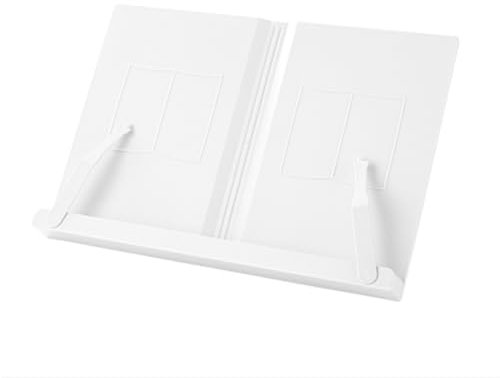 Universeller Rezeptbuchständer, Kochbuchhalter mit verstellbarem Leseständer, Kunststoff, Schreibtisch-Leseständer mit Buchhalter für Küche, Kochbuchständer (weiß)