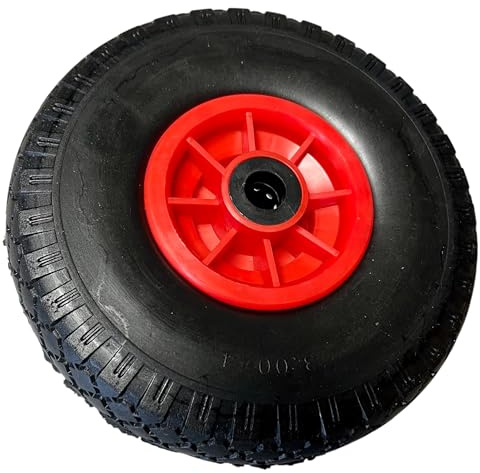 1x Sackkarrenrad VOLLGUMMI Ersatzrad Rad 260 x 75mm, Nabe Ø20×75 mm, 3.00-4 Sackkarren & Bollerwagen Reifen Räder für Sackkarre Bollerwagenrad Sackkarrenräder Sch/Rot, PU, W
