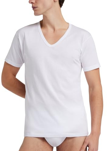 Intimo College 5/10 Maglietta Intima Uomo in Puro 100% Cotone Pettinato Made in Italy di qualità Traspiranti Scollo a v e Girocollo (XXL, 5Pz Bianco Scollo a V)
