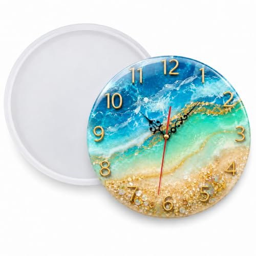 BDYLYS 6 Pezzi Stampi per Orologio in Resina Stampo per Colata in Resina Epossidica con Numeri Romani, Grandi Stampi in Silicone per Orologio da Parete per Progetti Fai-da-Te Artigianali Perfetti per