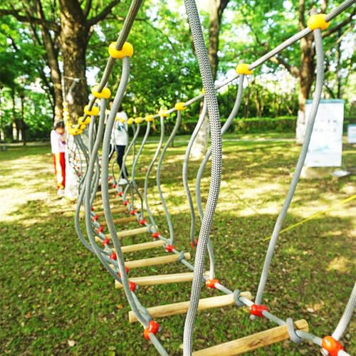Portable Climbing Rope Bridge for Kids - Outdoor Solid Wood Balance Bridge, Kindergarten Climbing Frame, Garden Toys for Jungle Gyms