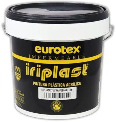 EUROTEX Pintura Blanca para Interior y Exterior acabado Mate - Iriplast Ext-Int Profesional - Película resistente a la intemperie y a los rayos ultravioleta - Formato 5 Kg
