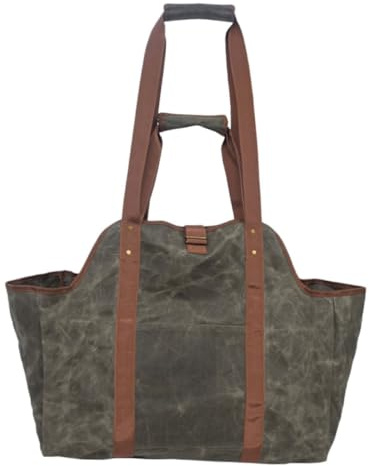 ULTECHNOVO Canvas Logging Bag Firewood Holder Tote for Camping Fire Pit Large Capacity Storage Bag Material for Outdoor Use