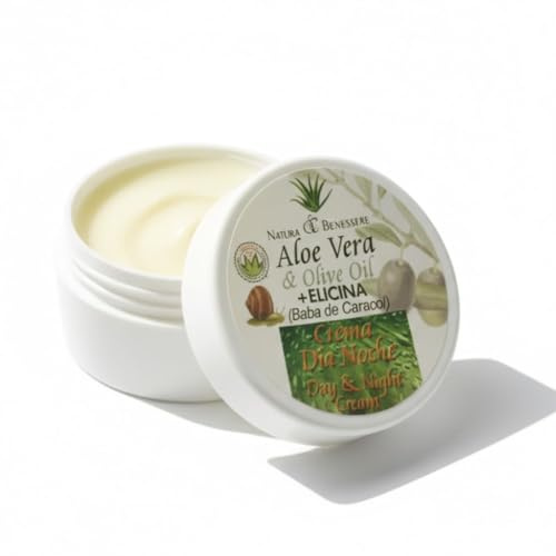 Crema Facial Hidratante, Crema Aloe Vera Puro, Baba de Caracol, Argán, Karité |Para manchas en la cara, piel seca y piel Mixta | Antiedad | Efecto Lifting | Crema Día y Noche 100 ml.