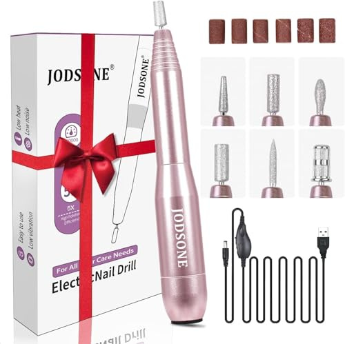 JODSONE Ponceuse pour Ongles Professionnel, Ponceuse à ongles 20 000 tr/min - Lime à ongles électrique 6 en 1 pour Les en Acrylique et en Gel