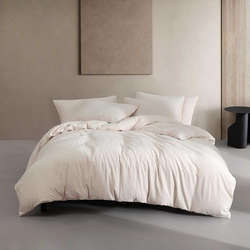Calvin Klein - Queen Comforter Set, Naturally Soft Cotton Blend Bedding with Matching Pillowcases, Textured Rib Quilted Stitch, 3 Piece Bed Set (Modern Cotton Melange Pink)