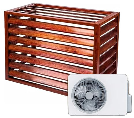 Dnowegas klimaanlage verkleidung außengerät Holzoptik Louver Oberteil L100*W50*H70(1.5P) für Klimaanlage und Wärmepumpe pulverbeschichtet Sichtschutz in Louvre Optik