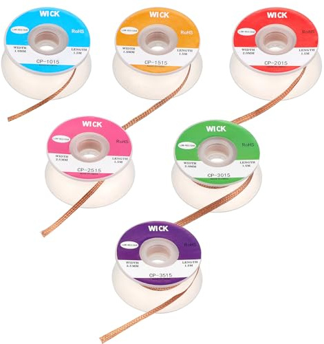 6 Stück 1.5M EntlöTlitze Solder Wick Lötlitze Kupfer Entlötdraht 1mm 1.5mm 2mm 2.5mm 3mm 3.5mm No-Clean Löt Entlötlitze Hohe Wärmeleitfähigkeit Lötlitze zum Entfernen des Lötzinns zum Zerlegen